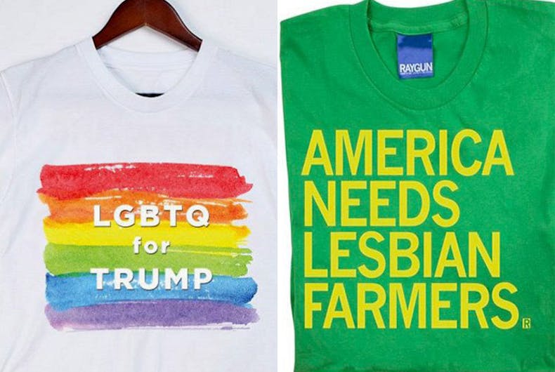TeeShirts Two tees, two philosophies: ‘LGBTQ for Trump’ vs. lesbian farmers