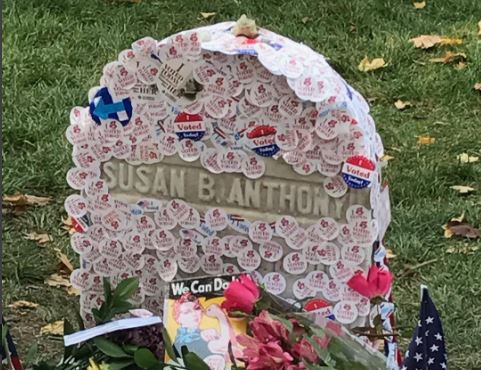 Women Cover Susan B. Anthony Headstone With ‘I Voted’ Stickers On ...