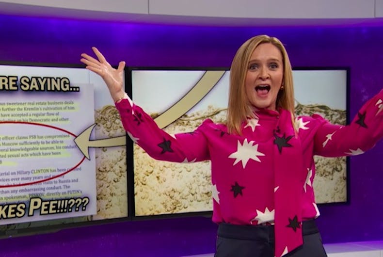 Samantha-Bee-Trump-pee Samantha Bee taunting Trump about Peegate was must watch TV last night