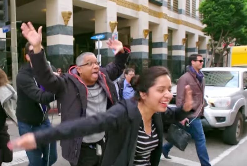 curbside-conga-billy-eichner-james-corden Billy Eichner & James Corden do a curbside conga line on the streets of LA