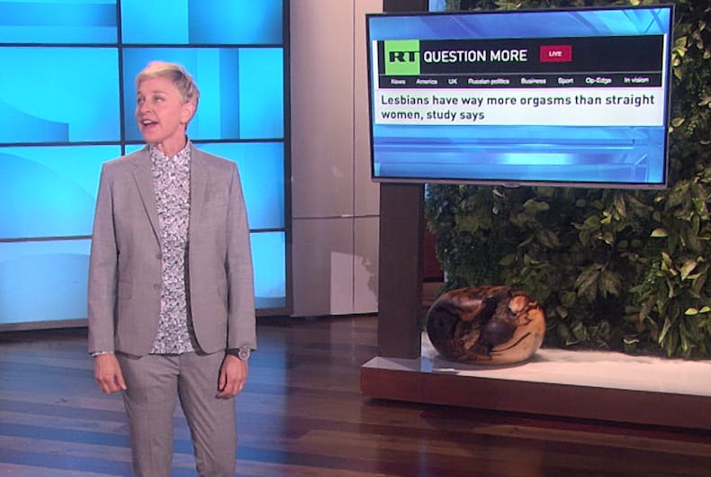 ellen-lesbian Not getting enough? Ellen discreetly suggests lesbian love to straight viewers