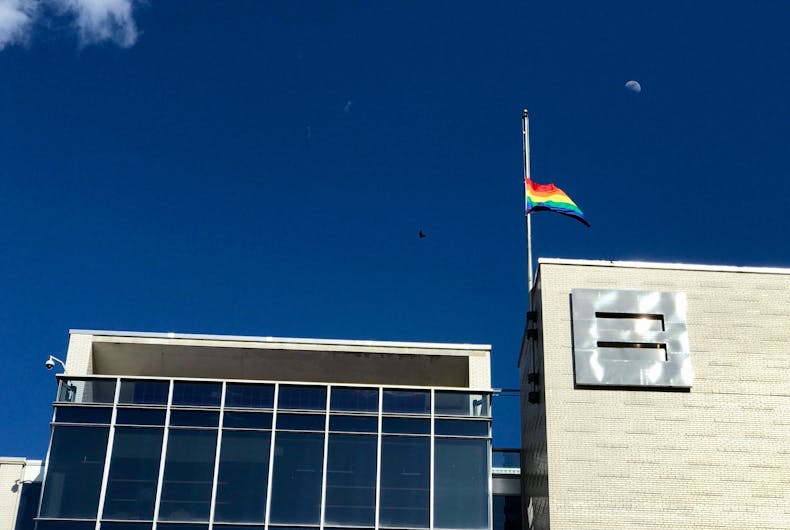 halfstaff-rainbow-flag-HRC Human Rights Campaign flies rainbow flag at half-staff to honor Gilbert Baker