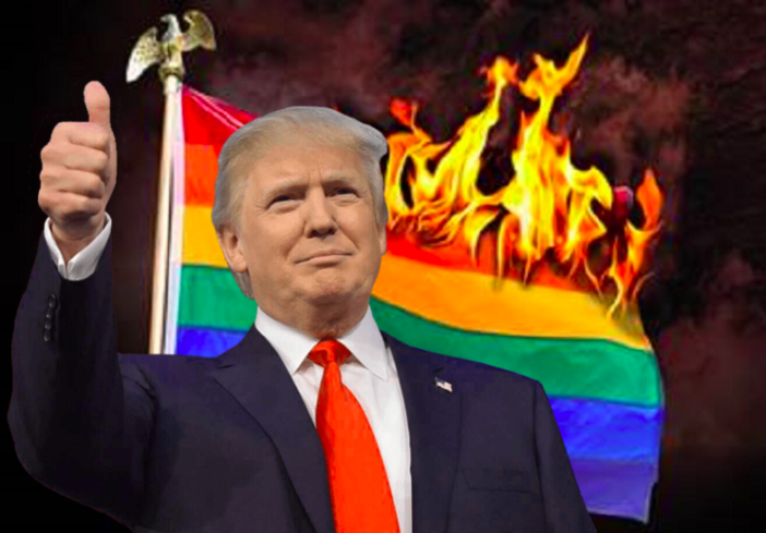 burning rainbow flag