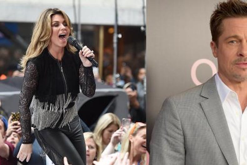 Shania-Twain-Brad-Pitt Brad Pitt’s naked pics inspired Shania Twain’s hit song ‘That Don’t Impress Me Much’