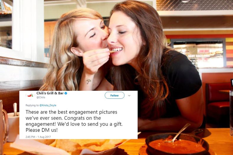 Lesbian Couple Takes Engagement Photos At Chili S And Everyone Is Living