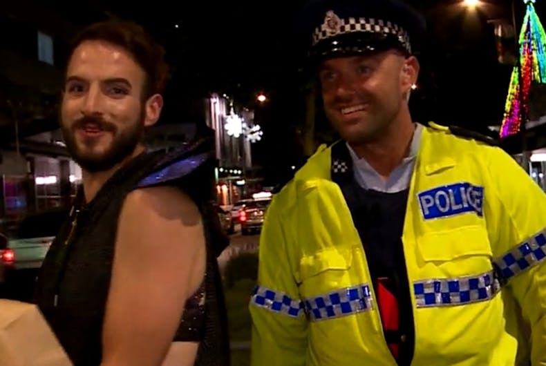 This excited gay boy found the best way to get on a police TV show