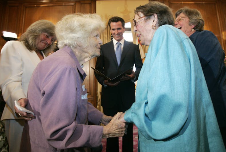 Phyllis Lyon, Del Martin, Gavin Newsom Marriage equality wouldn’t be possible if it wasn’t for these lesbian icons