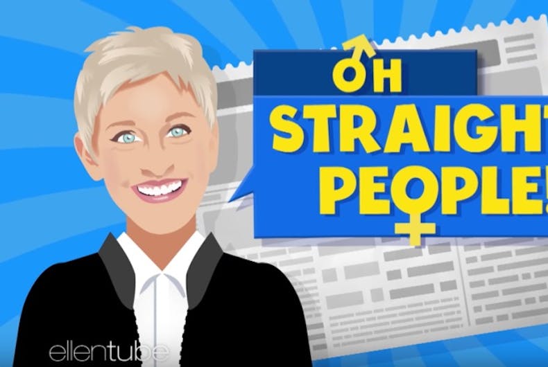 Ellen-straight-people Ellen mocks straight people in new show segment