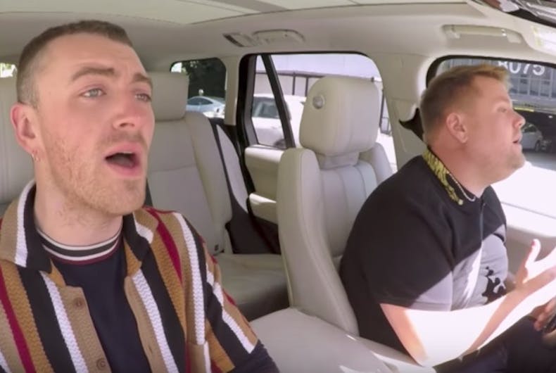 Sam Smith gets the shock of his life doing Carpool Karaoke with James Corden