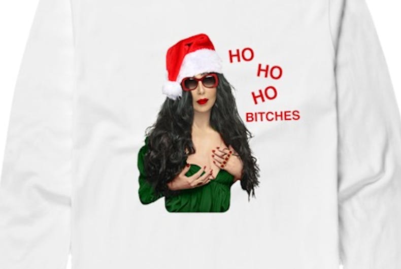 Cher-Xmas-sweater Cher launched a new ugly holiday swag line & you’re gonna want it all