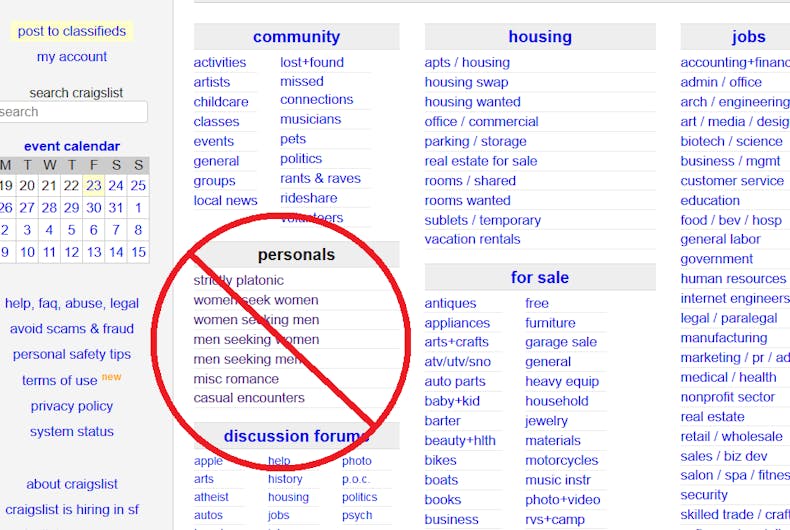 Craigslist Closes Its Personals Section After Sex Trafficking Bill Passes Lgbtq Nation