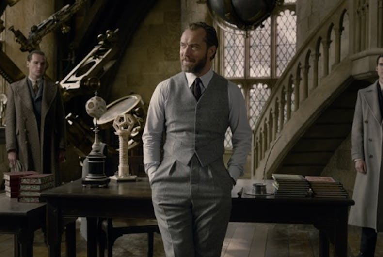 Jude-Law-Dumbledore Jude Law portrays a young Albus Dumbledore in the Fantastic Beasts franchise.