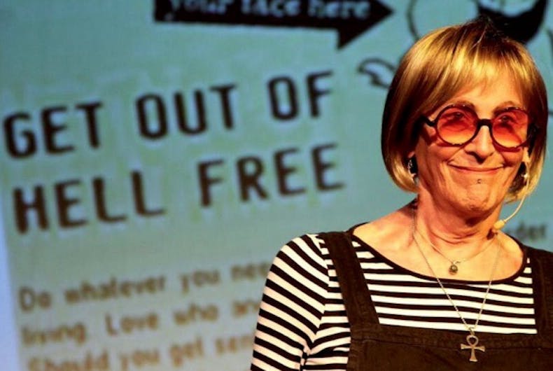 Kate Bornstein on stage performing during 