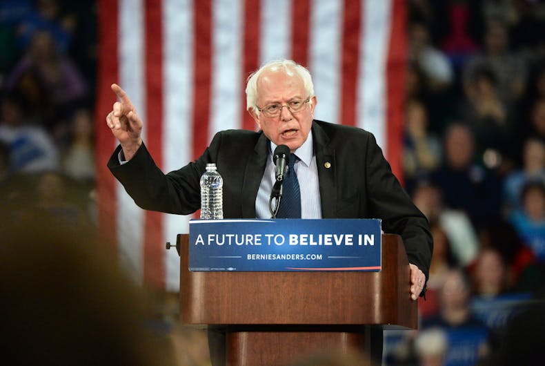 March 14, 2016: US Senator and Democratic Presidential Candidate Bernie Sanders speaks during a campaign rally at the Family Arena in Saint Charles, Missouri.
