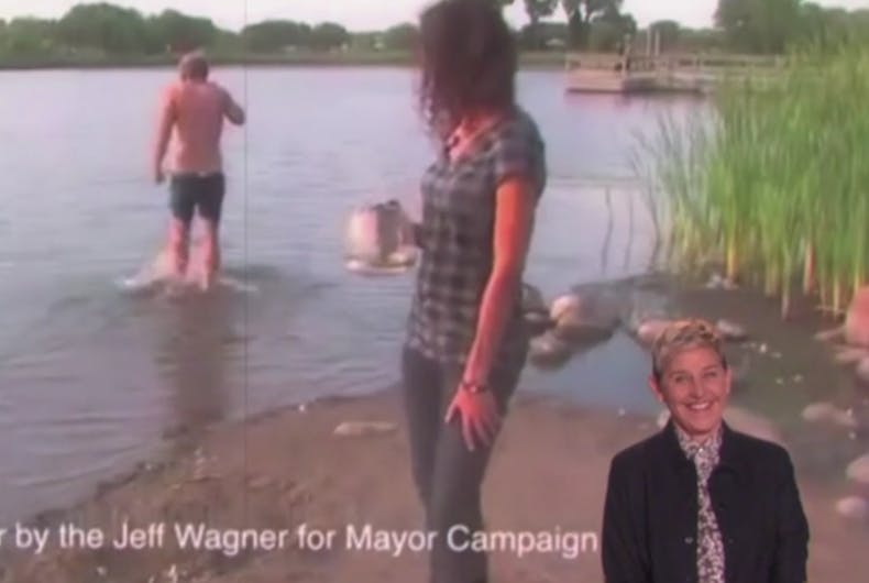 Ellen makes fun of a political ad.