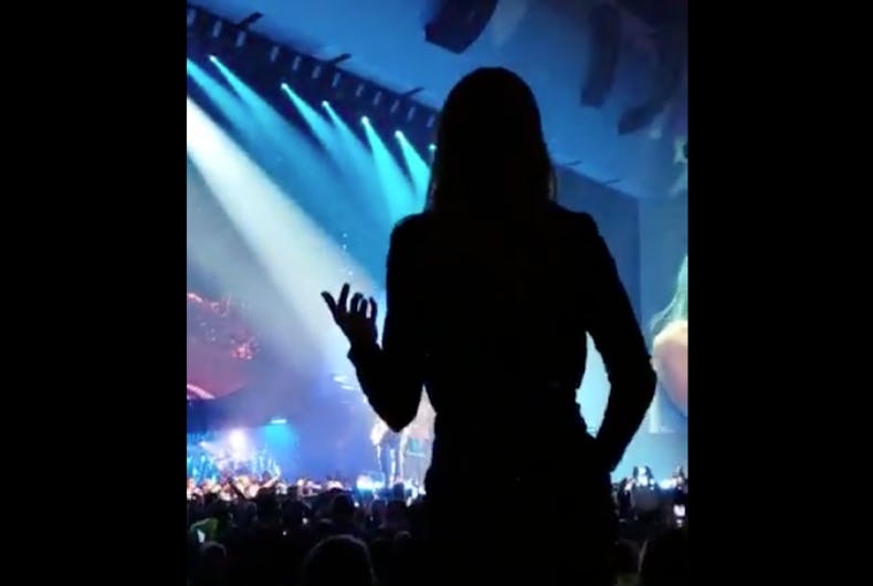 Celine Dion dances at Lady Gaga's show in Las Vegas.