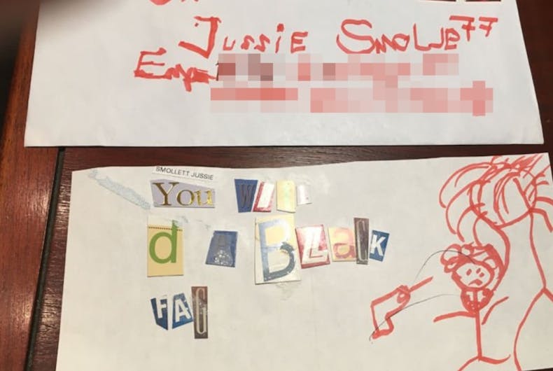 smollett-threat-letter The letter addressed to Smollett. It says