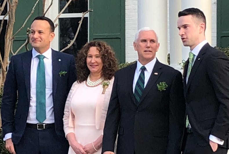 pence-varadkar-meeting Varadkar, Pence, and others gathered outside the Naval Observatory