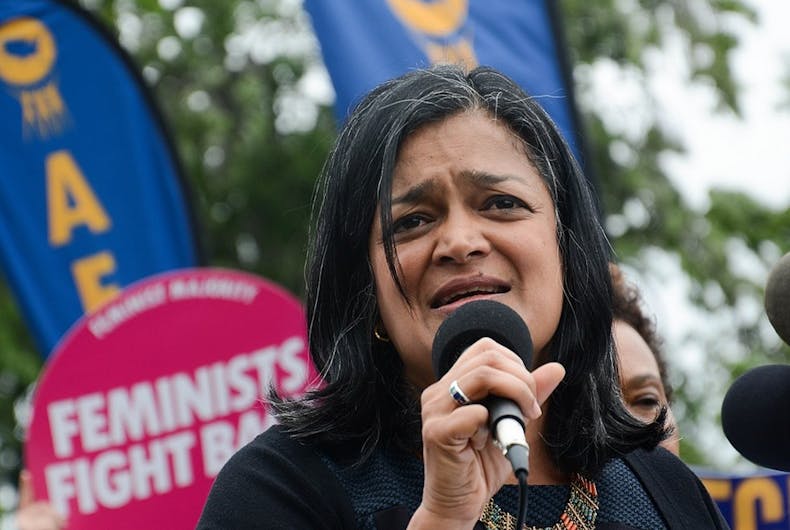 pramila-jayapal-wiki Representative Pramila Jayapal speaks at a rally.
