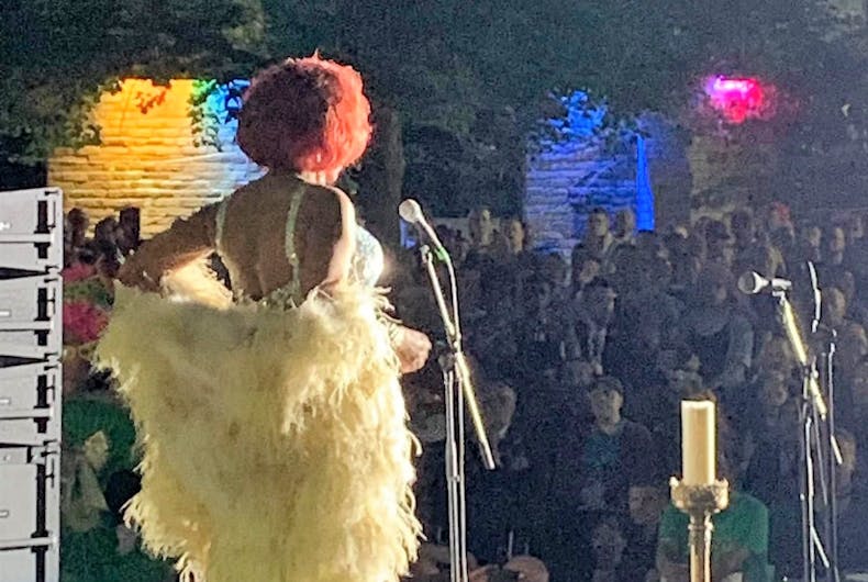 Jade-crop Jade Elektra performs at the Toronto AIDS Vigil on June 18, 2019.