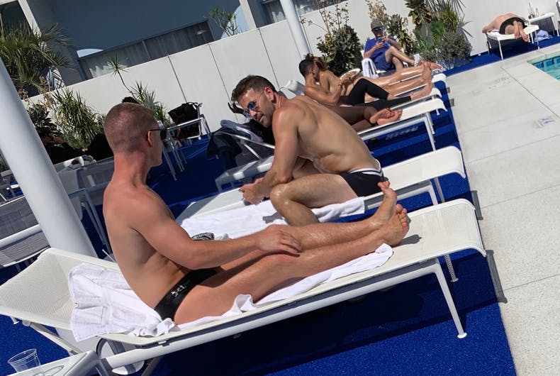 schock-pool2a Aaron Schock at the Standard Hotel's pool in West Hollywood, during his break from making LGBTQ people's lives worse while in Congress.