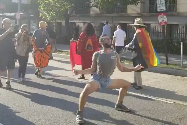 WerkforPeace-environment A Werk For Peace dancer struts his stuff during an environment protest in DC