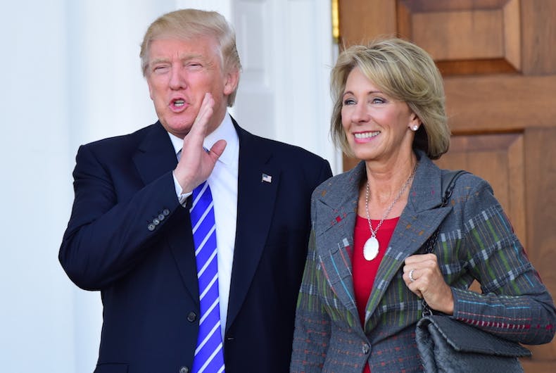 donald-trump-betsy-devos Trump, Betsy DeVos, Republican, GOP, anti-LGBTQ, anti-gay, classes, ethnic studies