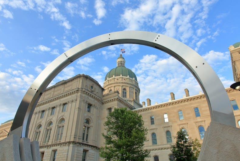 IndianaStateCapitol Indiana State Capitol building which is home to the all three branches of government, that is the Senate, House,and Supreme Court - Indianapolis, Indiana