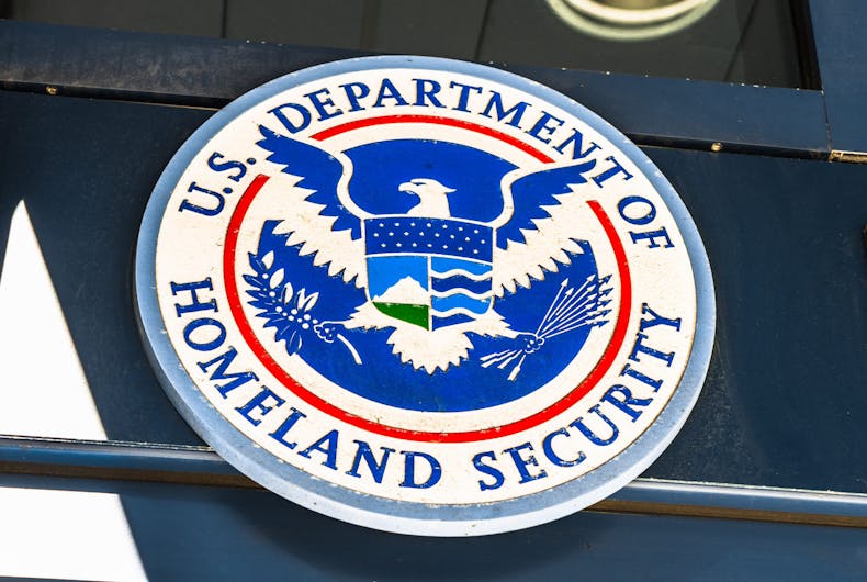 Department of Homeland Security Nov 17, 2019 San Francisco / CA / USA - U.S. Department of Homeland Security Seal located at one of their buildings in downtown San Francisco