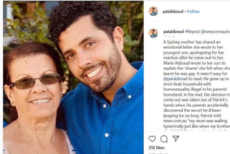 patrick-abboud-marie-instagram-screencap Patrick Abboud with his mother Marie/mother/Mother Writes Beautiful Letter To Gay Son Expressing Regret
