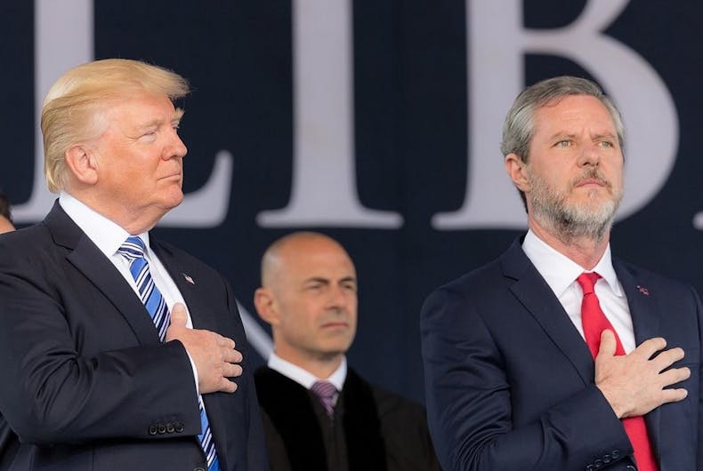 Donald Trump with supporter Jerry Falwell Jr.